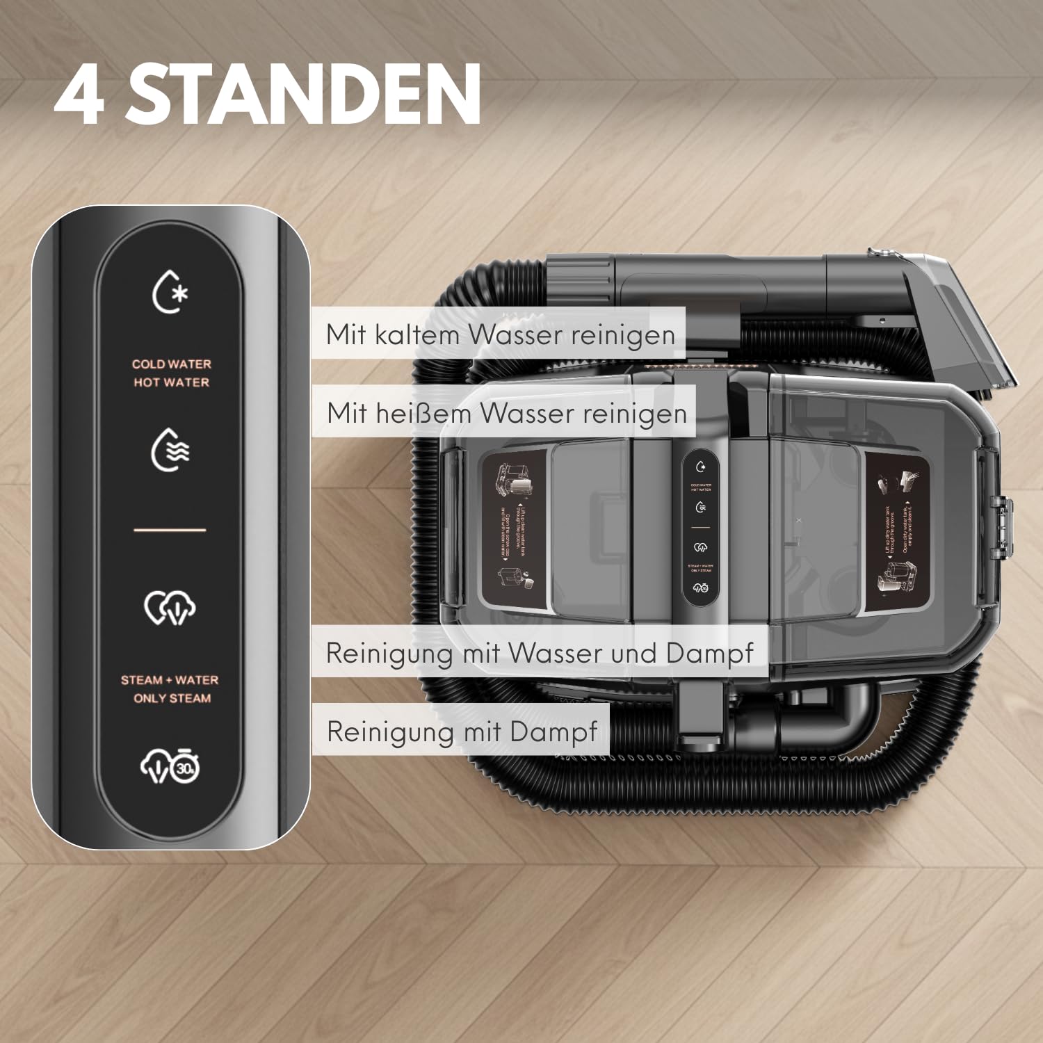 Media Evolution Polsterreiniger Gerät und Nassauger | Teppichreiniger und Dampfreiniger, 8 Aufsätze, 1800 W, 100 °C Dampf, Für Teppich, Polster, Autositze, Sofa, Möbel, Matratzen