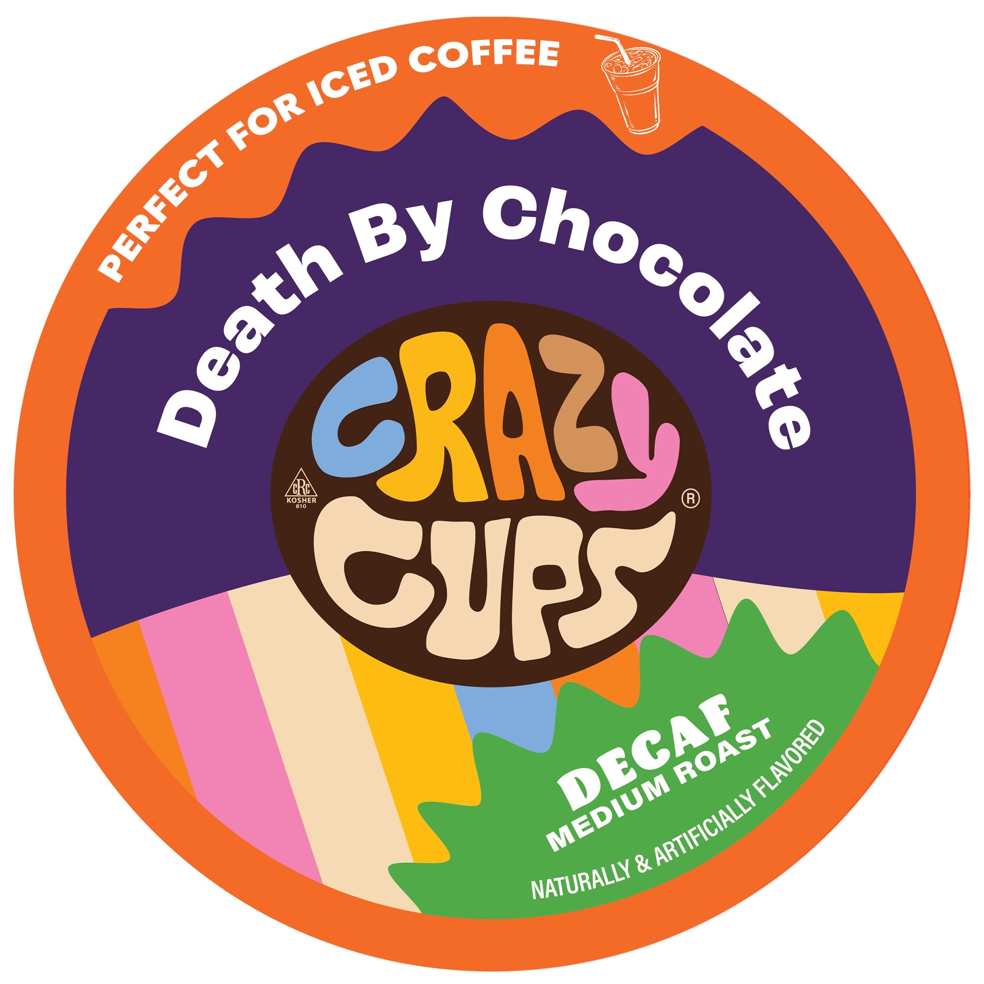 Crazy Cups 80 smakowych kapsułek kawowych bezkofeinowa śmierć po czekoladzie kawa pojedyncza porcja gorąca lub mrożona średnia palona kawa do ekspresów Keurig K Cup