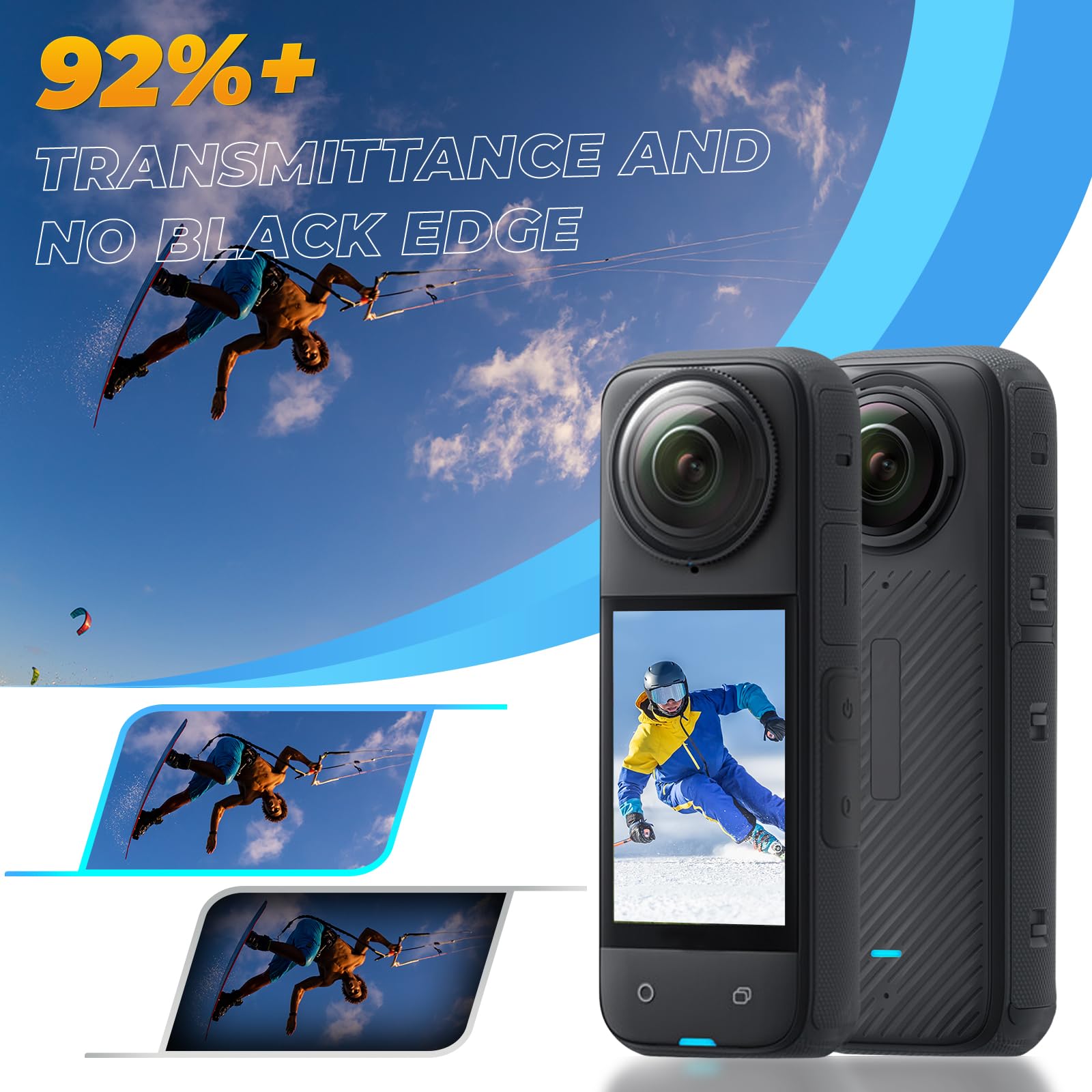 Semaiki Protezione obiettivo con pellicola protettiva per display per Insta 360 X4 9H antigraffio pellicola protettiva in vetro temperato per Insta 360 X4 accessori