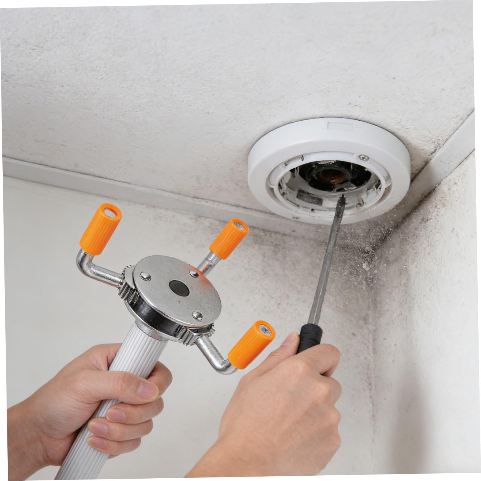 KICHOUSE Herramienta Profesional para Extracción y Montaje de Detectores de Humo en Techos Altos, Aleación de Aluminio Compacta para Edificios Industriales y Residenciales