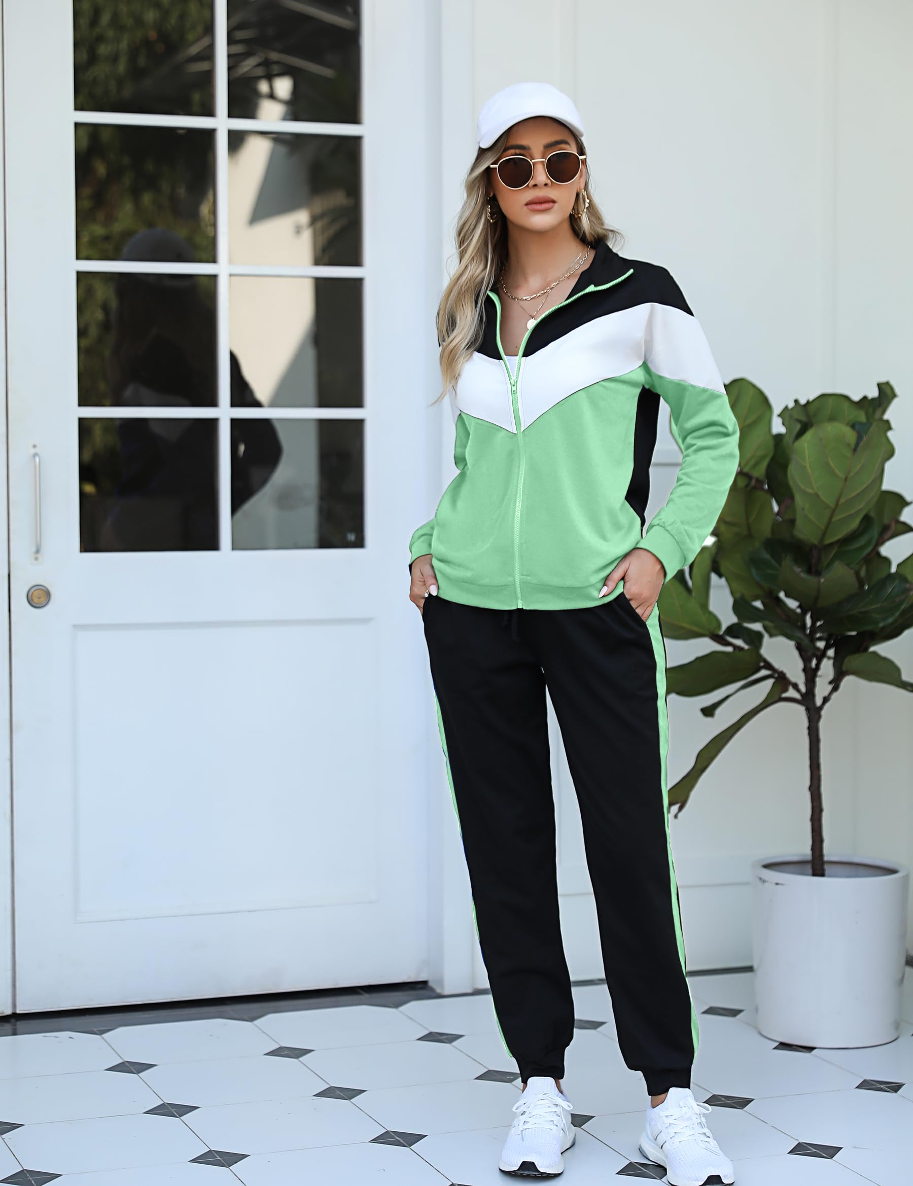 Marvmys Tuta Donna Sportiva Due Pezzi Giacca con Zip e Pantaloni Lunghi