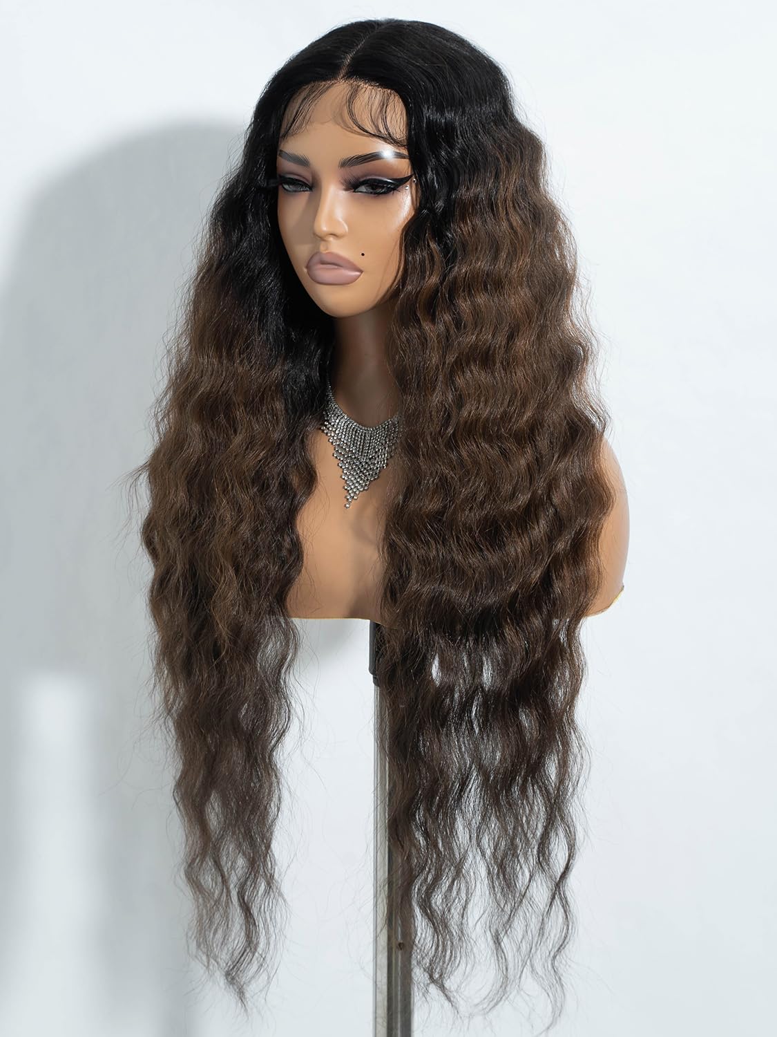 Joedir Lace Front Wig Long Wavy Wigs for Women 30 Inches Deep Part Cury Wave Wig Natural Looking Synthetic Heat Resistant Fiber Wig for Daily Party Use Brown - Image 2