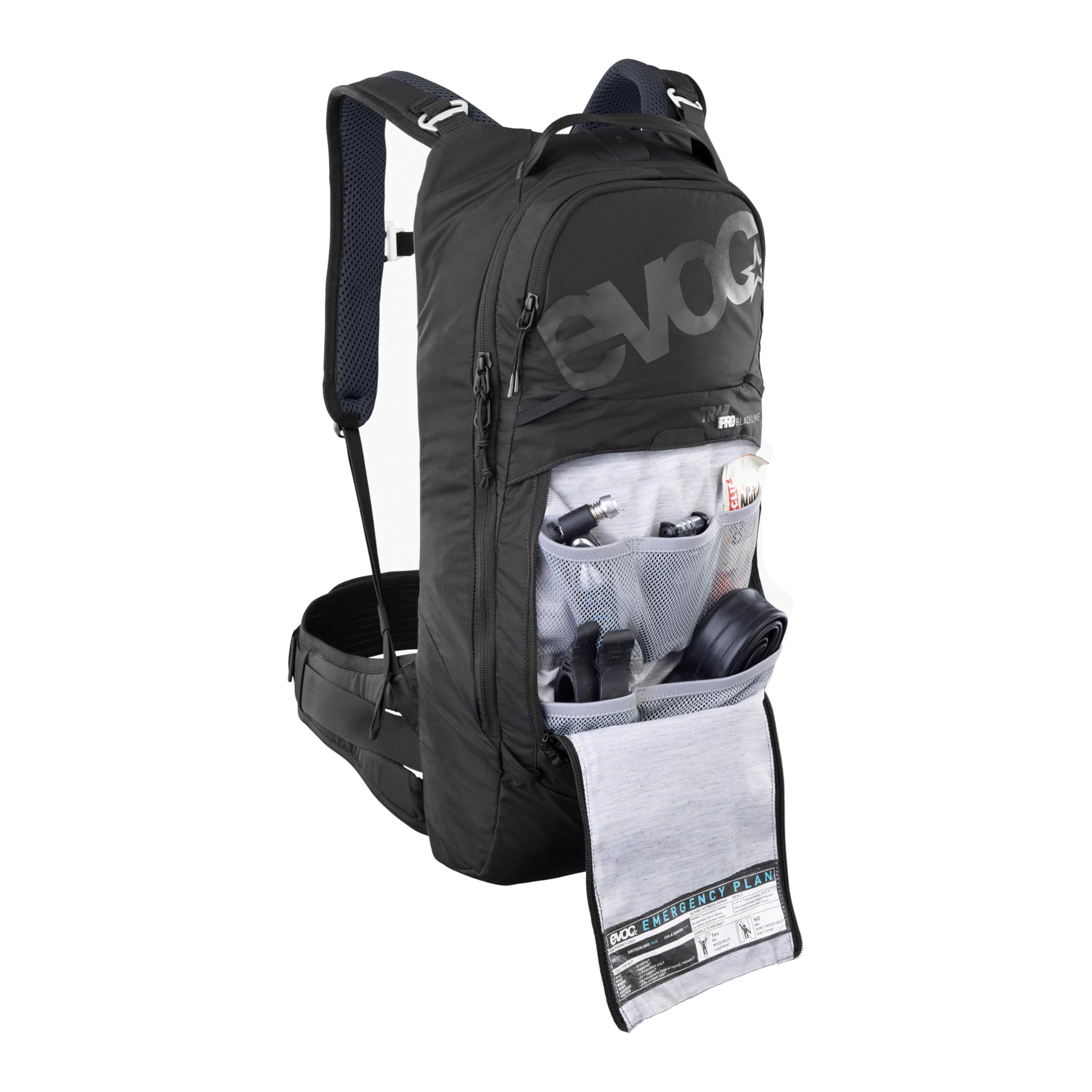 Plecak EVOC TRAIL PRO BLACKLINE 10 (lekki plecak z ochraniaczem pleców, z komorą na bukłak, optymalne dopasowanie, L/XL), czarny
