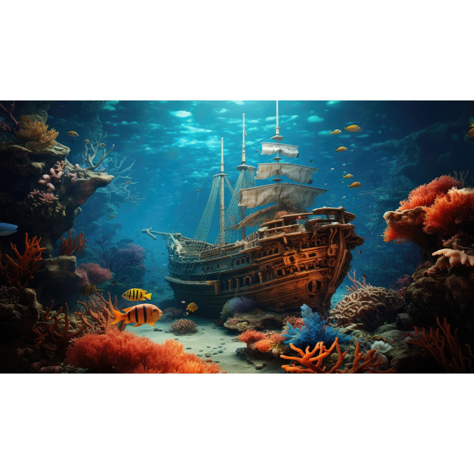 Sunken Pirate Ship Aquarium Background Under The Sea Pirate Shipwreck Fish Tank Background Underwater Ocean Seabed Coral Reef Terrarium Backgrounds