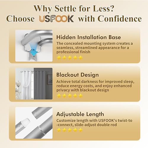 Miniatura 7 de Barras de cortina dobles plateadas antiguas para ventanas, cortineros opacos envolventes de 32 a 58 pulgadas, juego de doble barra de oscurecimiento