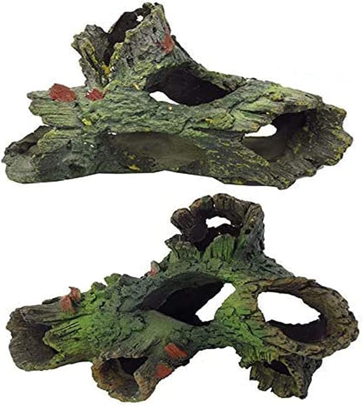 Enfeite para Aquário em Resina com Troncos, Furos e Cavernas Tfwadmx Style 1, Pacote com 2