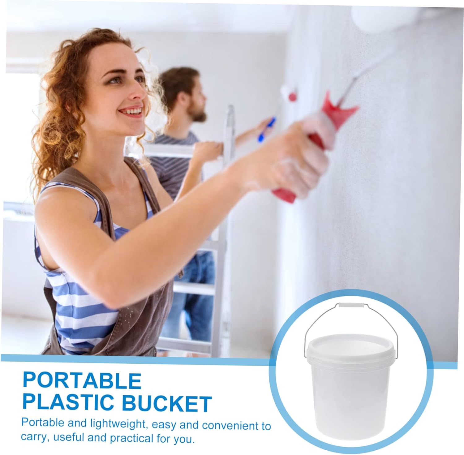 Portable Plastic Bucket with Handle White Water Storage Container for Home Use Fishing and Painting Durable and Multipurpose Design for Easy Carrying