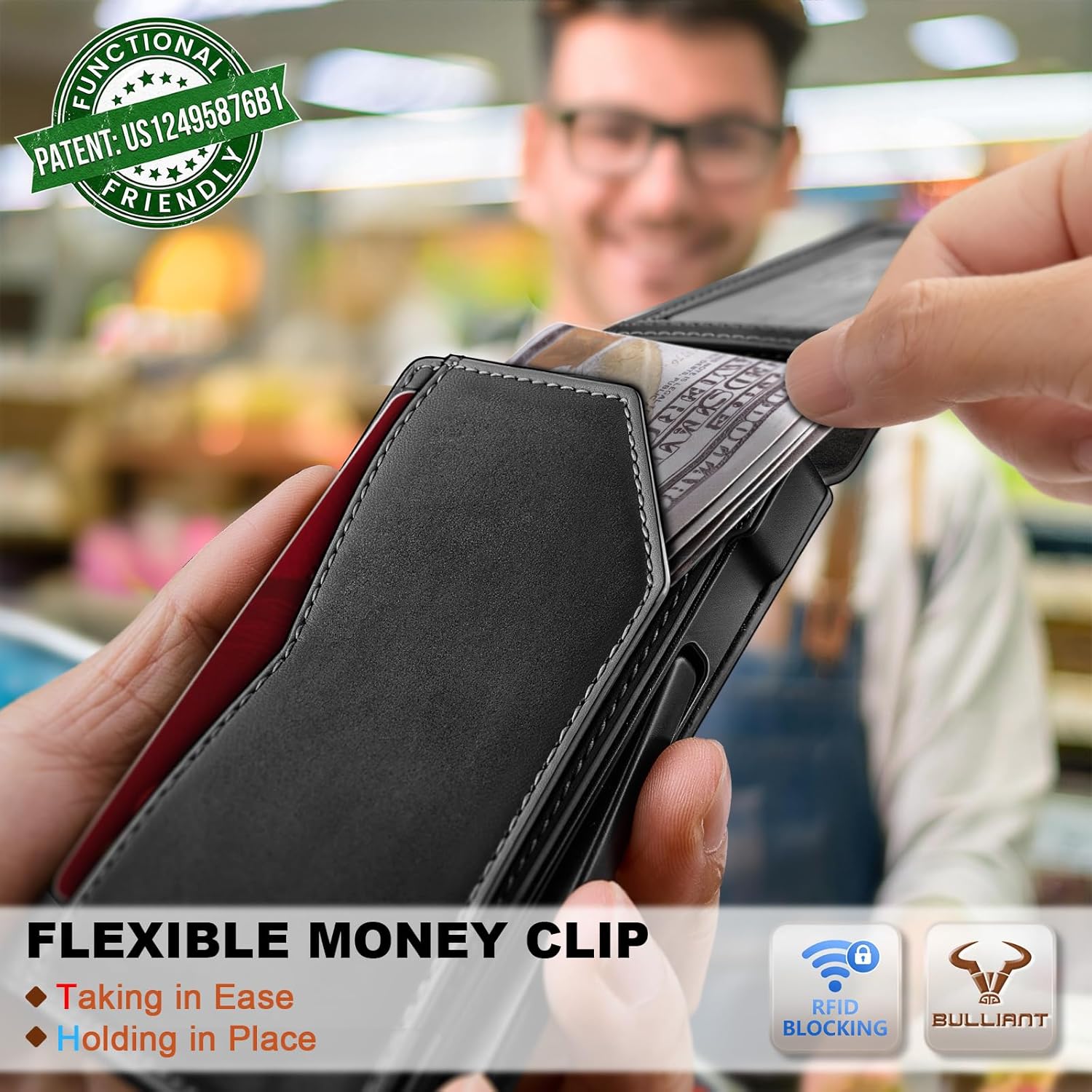 BULLIANT Men Wallet, Metal Wallet Money Clip Magnetic Flip Top Grain Leather 13 Cards Pop-up Access Simplifed Bill Folder - Image 5