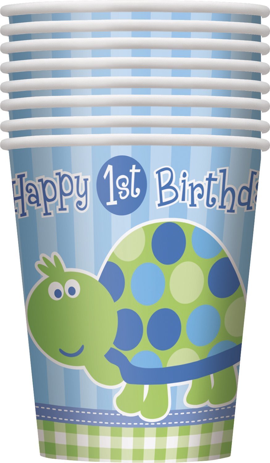 First Birthday Turtle Cup 8 Pieces, 9 Oz Capacity