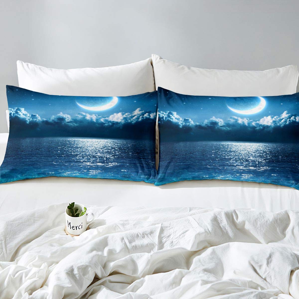 Moon Duvet Cover Sea Bedding Set For Kids Boys Girls Galaxy Comforter Cover Ultra Soft Magic Stars Night Bedspread Cover King Size Zipper - Image 4