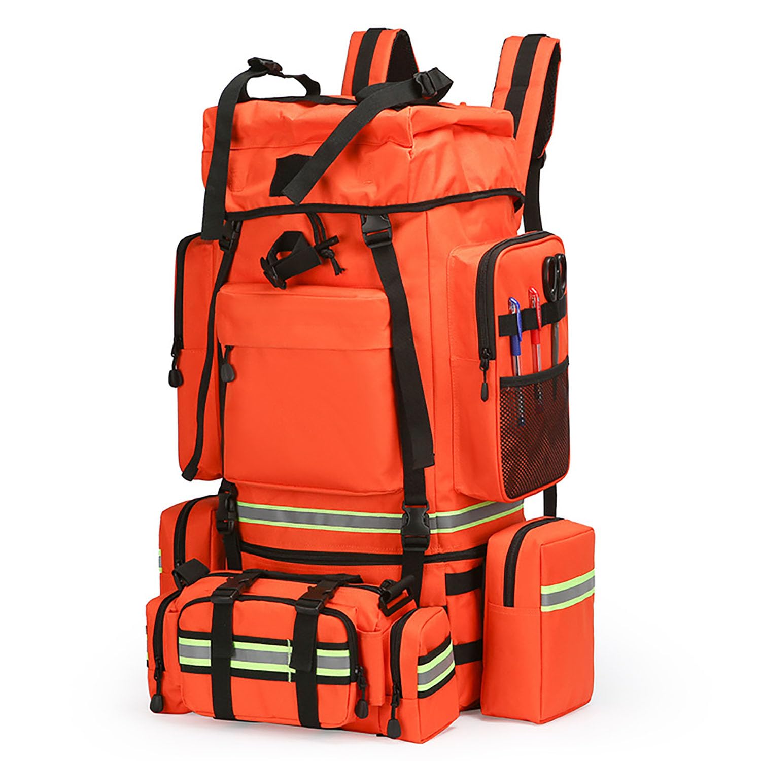 Erste-Hilfe-Set, wasserdichter medizinischer Rucksack mit mehreren Taschen, verstellbare Länge, reflektierendes Streifen-Design für Profis und Outdoor-Menschen