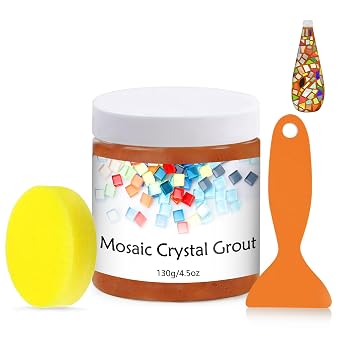 Mosaic Crystal Grout, Mosaics Tile Tools, Mosaic Tile Accessories Essential for Handmade Grouting and Perfect for DIY Craft Projects Orange Red, 4.5oz