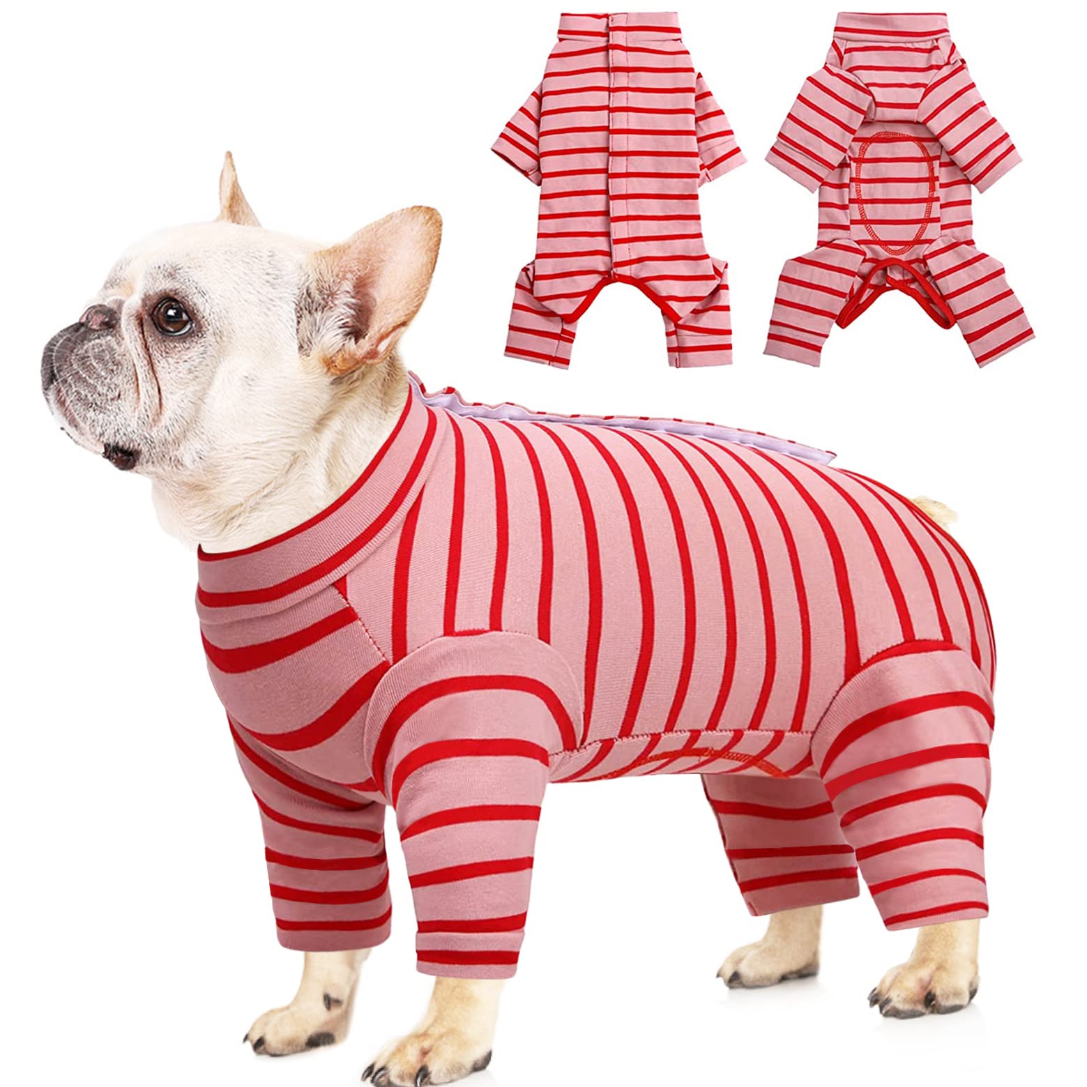 Traje Recuperación para Perros, Post Operatorio Protector Heridas para Mascotas Chaleco Recuperación Quirúrgico Perro Body para Macho Femenino Gatos Perros Pequeños Medianos (L, Rojo)
