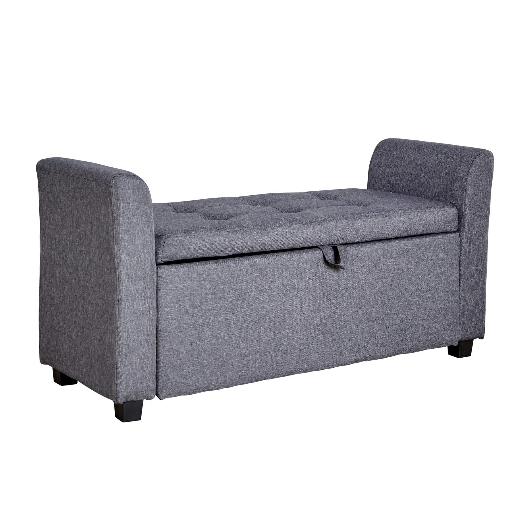 Home Source Verona Sleigh Style Window Bench Storage Seat Charcoal Grey from B&Q