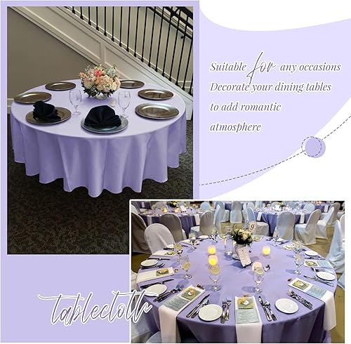 Miniatura 684 de Paquete de 8 manteles redondos blancos de 90 pulgadas, manteles redondos de poliéster lavables para mesa de tela decorativa resistente a