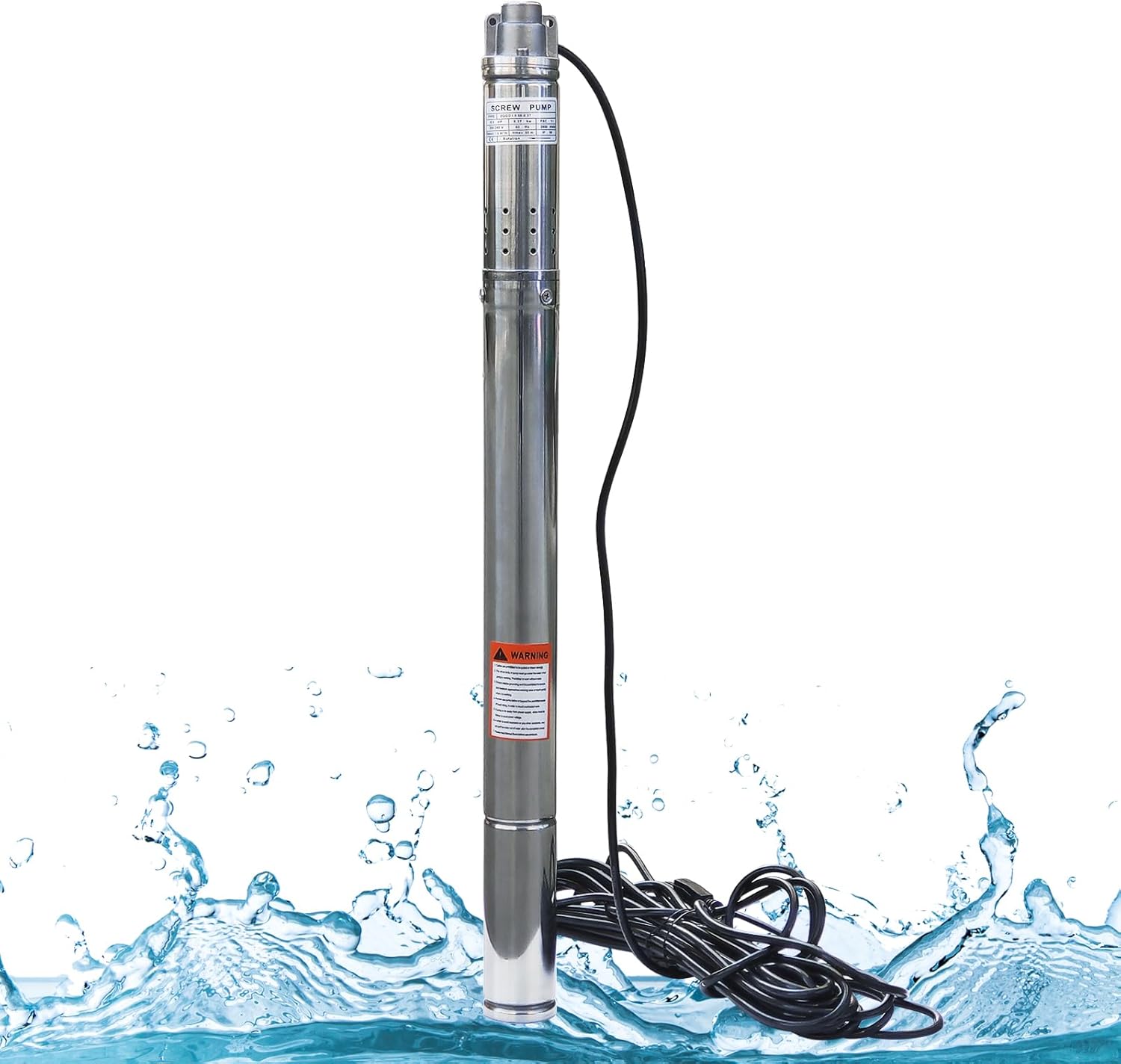 Doppy 2" Deep Well Submersible Pump, 0.5HP/220V/60Hz,164 Ft Head/4.4gpm,with 49 ft Electric Cord Stainless Steel Water Pump,1/2" Outlet Water Pump, for Irrigation,Farms,Industrial,Home