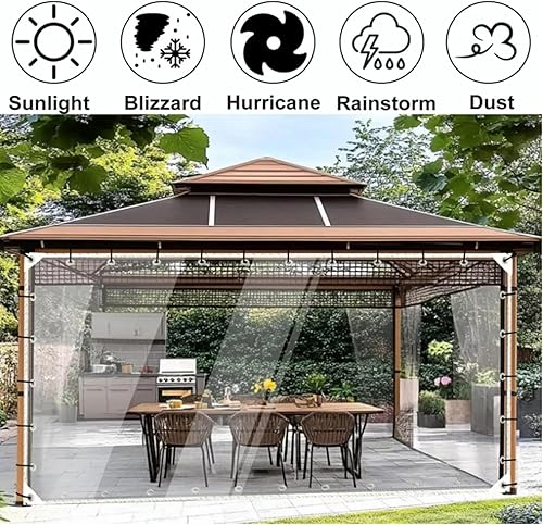 Miniatura 3 de Lona de vinilo de PVC transparente, impermeable transparente con ojales, resistente al agua para acampar al aire libre, transparente, impermeable,