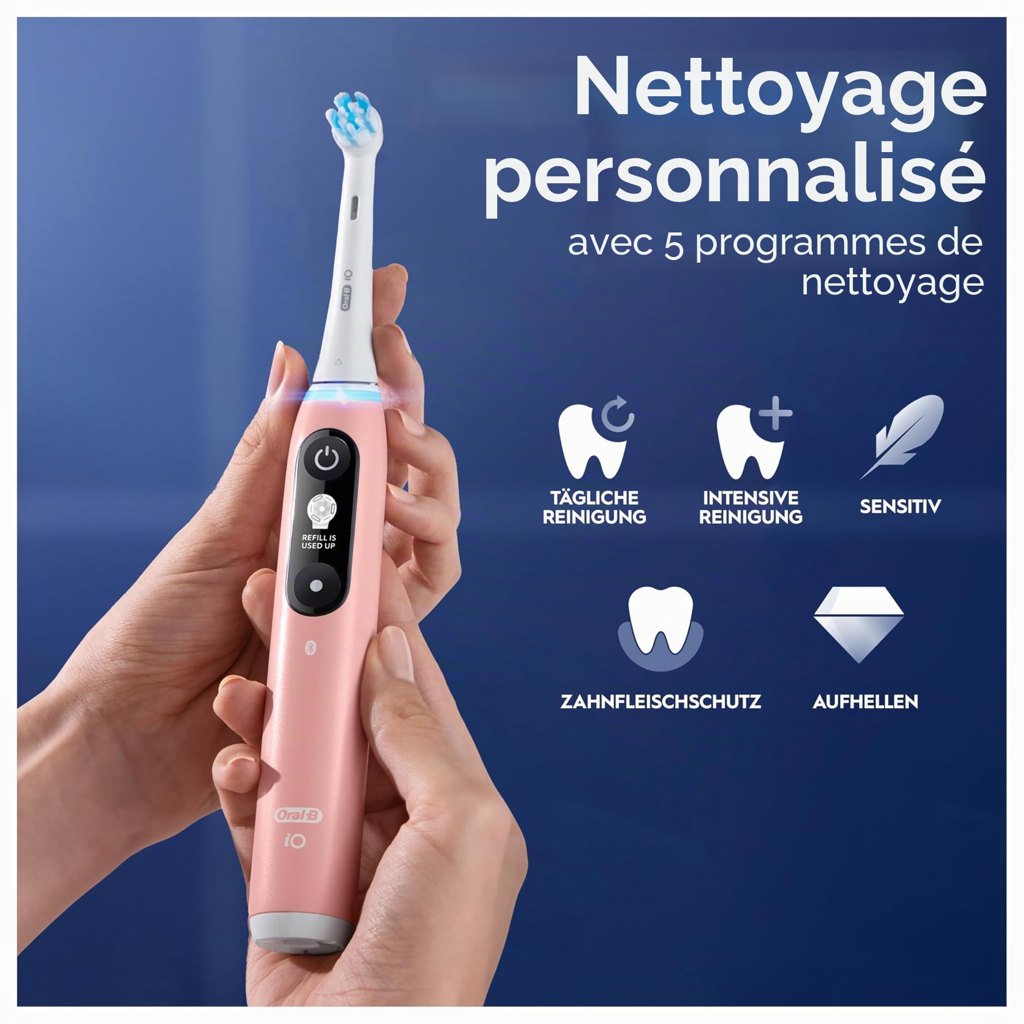 Oral-B iO 6 Sensitive Edition Brosse à dents Electric Toothbrush, Technologie magnétique, 2 brosses, 5 modes de brossage pour soins dentaires, affichage et étui de voyage, conçu par marron, sable rose