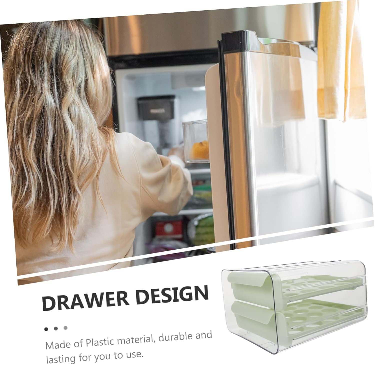 Balacoo Egg Organizers for Fridge Egg Storage Box Drawer Fresh Crate Easy to Clean Food-grade Material