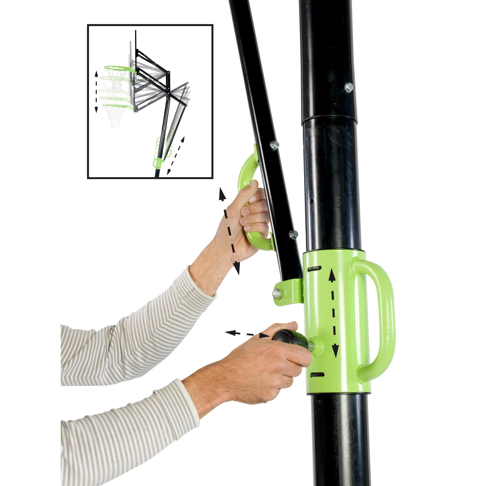 EXIT Toys Galaxy Tabellone da Basket Trasportabile su Ruote con Dunkring - Incl. Dunkring e Rete - Tabellone Regolabile in 5 Altezze - Facilmente Trasportabile - Per Bambini e Adulti - Verde/Nero