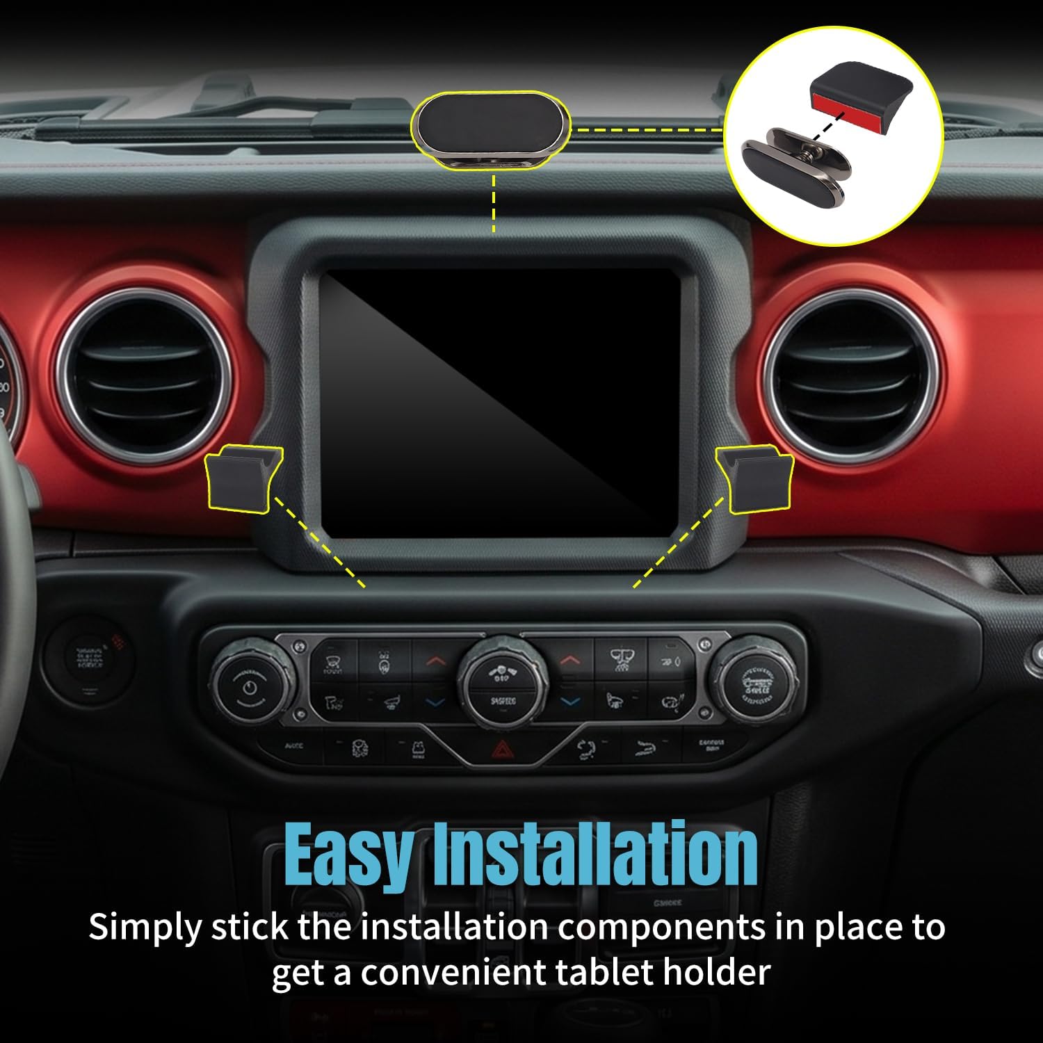 Pad Tablet Mount Compatible with Jeep Wrangler JL & Gladiator JT 2018-2023, Magnetic Dashboard Tablet Holder, No Drill Installation, Dash Mount for Tablet 7 Inch and Larger