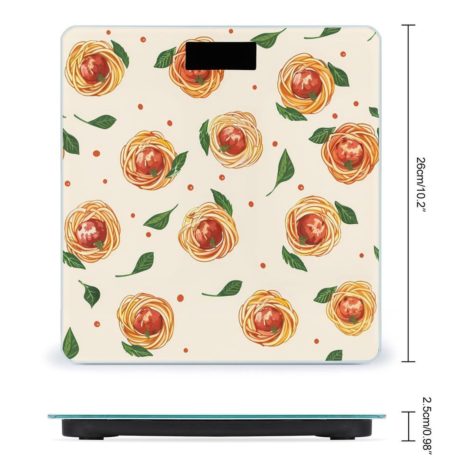 Spaghetti Meatballs Pattern Scale for Body Weight Bathroom Digital Body Weight High Precision Scale for Home Office