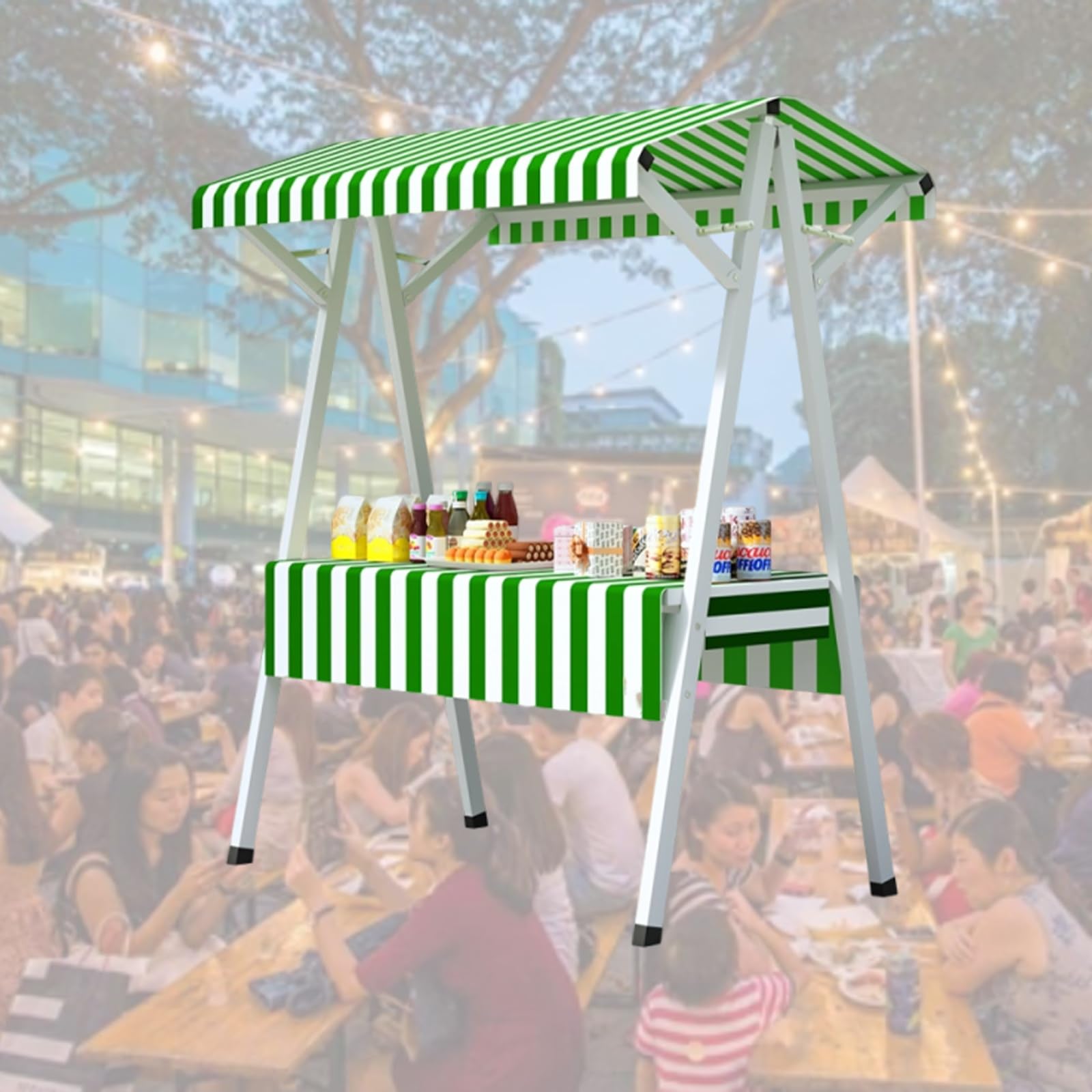 Banco di mostra pieghevole della stalla del mercato per i venditori dello street food, chiosco commerciale per i mercati all'aperto, larghezza di 60cm, installazione facile e trasporto