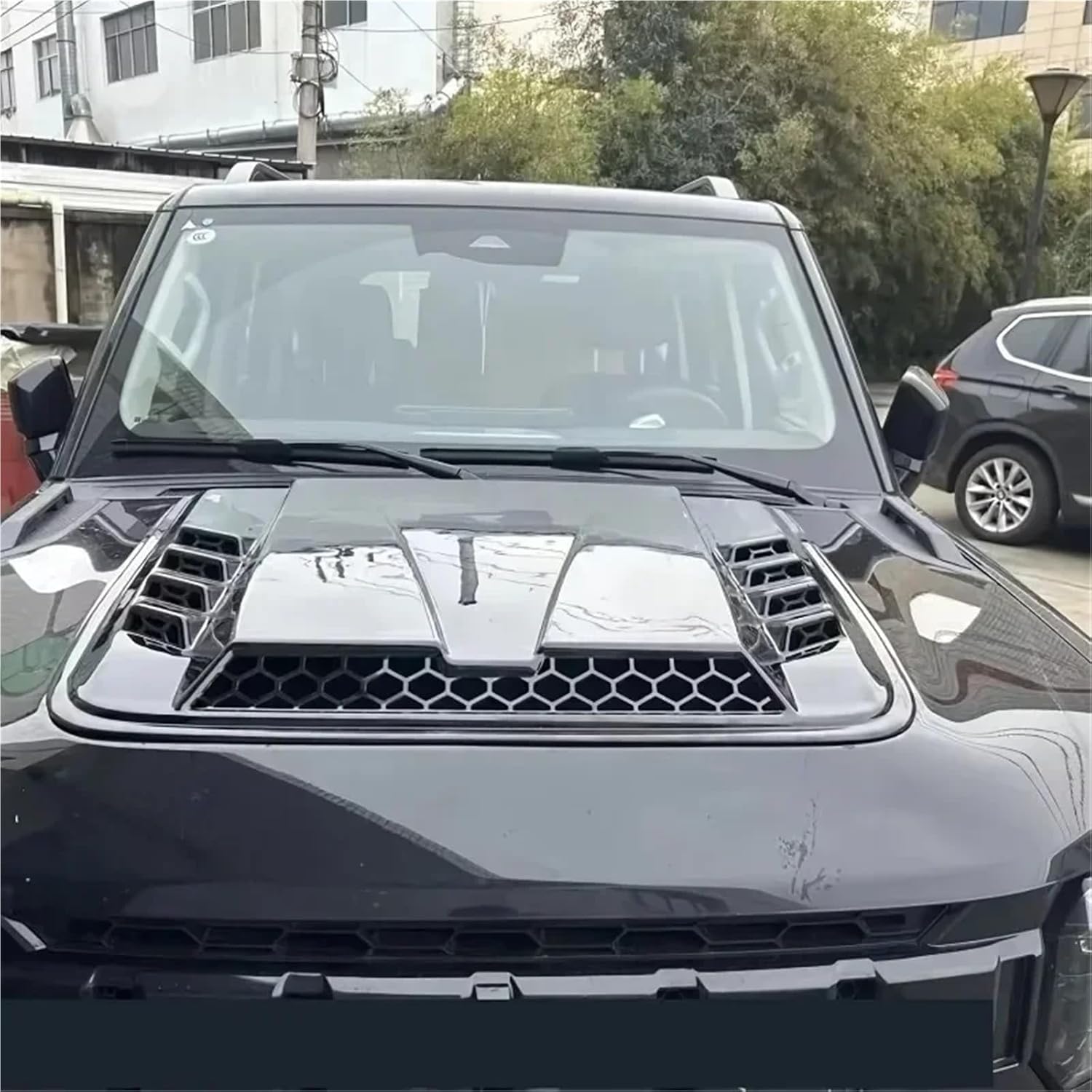 Universal Car Air Outlet Decoration Trim Plastic Hood Scoop Fake Air Flow Intake Vent Covers Auto Exterior Accessory(Carbon Fiber Look)