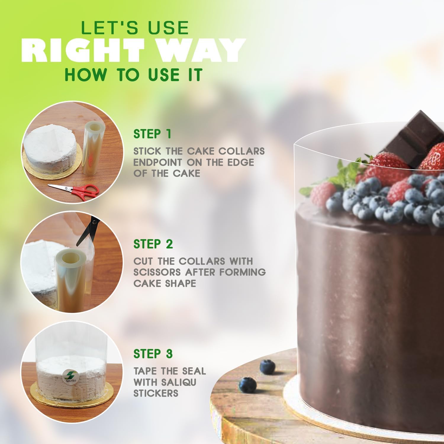 Pellicola per bordi per torte di 15 cm di altezza, trasparente, pellicola in acetato, riutilizzabile, per torte, cioccolato, mousse e dolci