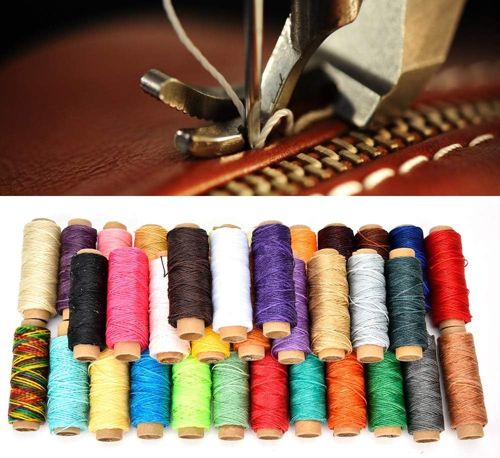 Filo cerato da 50 metri, 36 colori, per lavori in pelle, cucito a mano, filo cerato 150D per lavorazione della pelle, riparazione di scarpe e progetti artigianali fai da te, resistente all'usura, alla