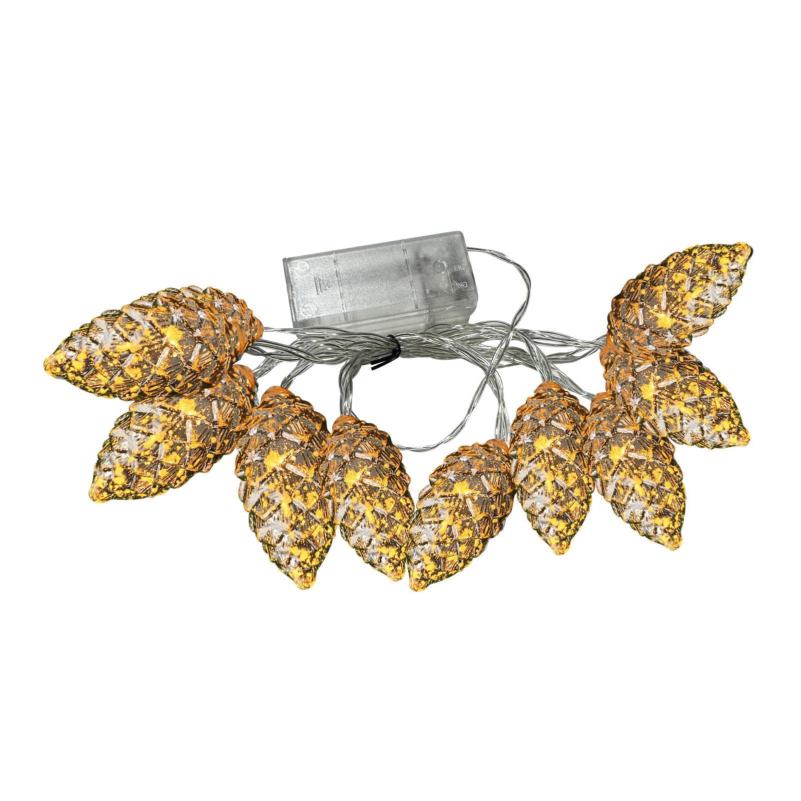 Pineapple Light String, 10 Led Christmas Scene Arrangement Lights, Battery Powered Warm White Interior Light String for Christmas Tree, Windows, Stairs, Fireplace Decorations