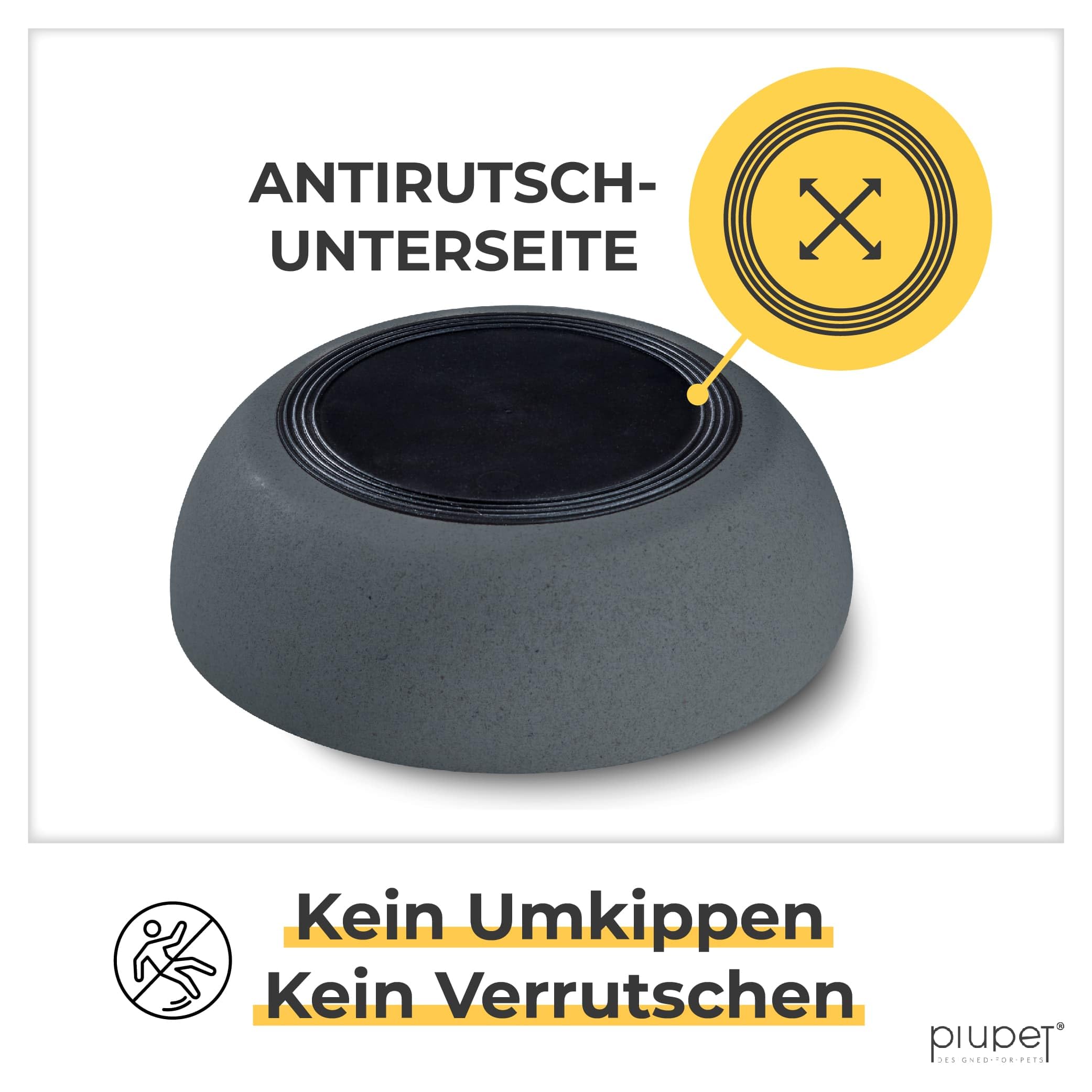 PiuPet® Futternapf I 2 x 1,6L I Grau I Spülmaschinenfest I 21,5cm Durchmesser I Hundenapf Grosse Hunde I Wassernapf Hund I Futternapf Hund