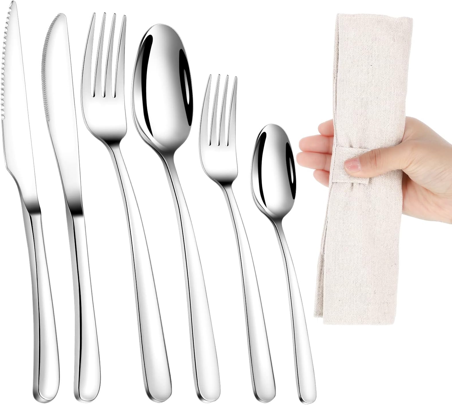 Bonuci 6 Pcs Weighted Utensils for Hand Tremors and Parkinsons Patients Weight Silver Cutlery Set Utensils for Eating Spoons for Adaptive Eating Flatware(Silver)