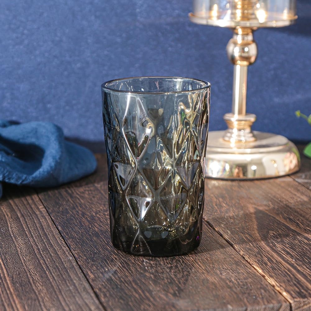 Juego De 6 Vasos De Cóctel Negros De Cristal - 470 Ml, Altura 19.5 Cm, Ideales Para Fiestas, Bares Y Hogar