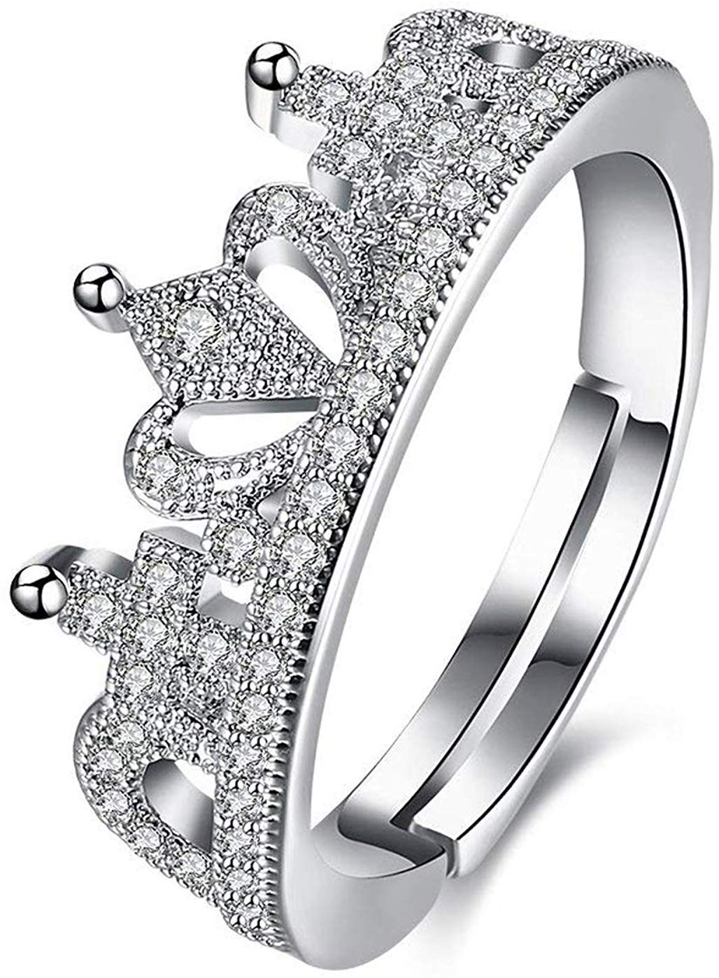 Karatcart Platinum Plated Elegant Austrian Crystal Designer Crown Cut Adjustable Brass Ring for Women (B07YMWBMVK) Amazon Price History, Amazon Price Tracker