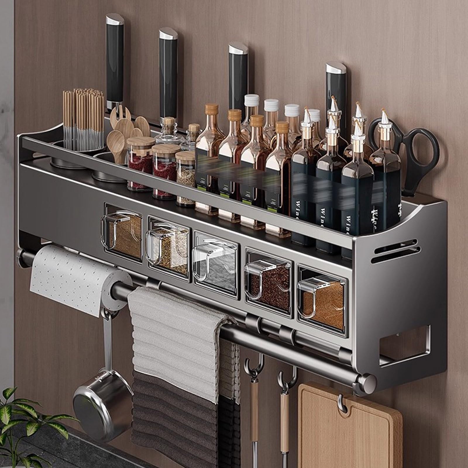 Especiero de Pared para Cocina, Organizador de Especias para encimera, 1 especiero de Pared, artículos Esenciales de Cocina, decoración del hogar(34x13x18cm/13.4x5.1x7.1in)