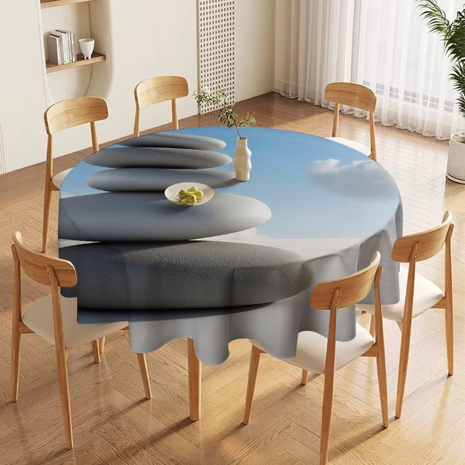 ORDOBO 3D Print Round Tablecloth - Abstract Cow Waterproof Dust-Proof 3D Print Table Cover For Dinner Kitchen Garden Fashion Home Countertop Decoration 177X177Cm
