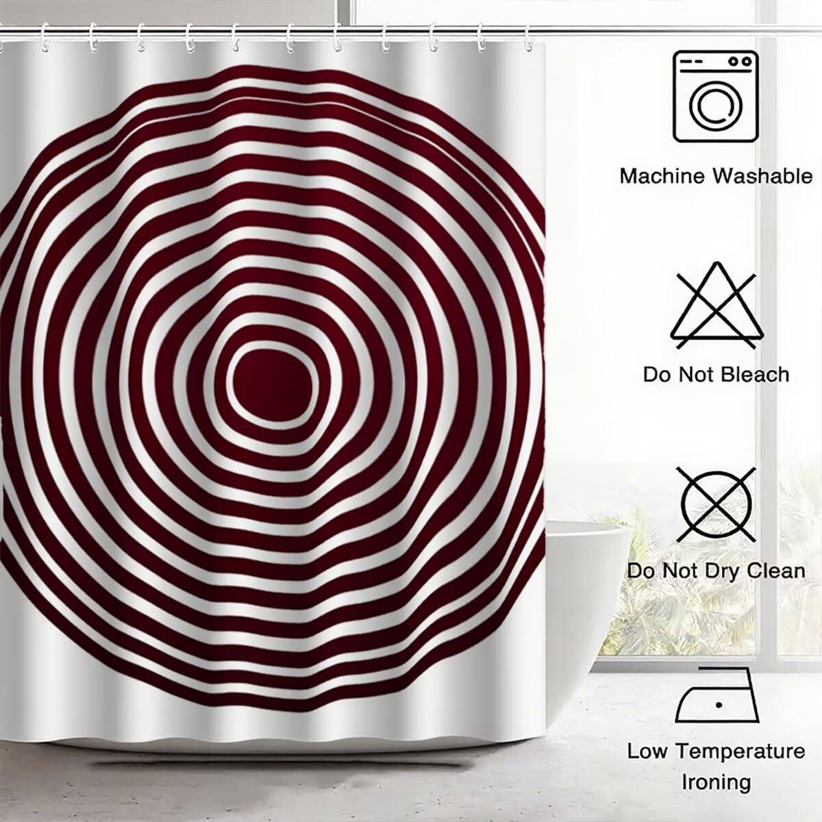 Weiß Duschvorhang 240x200 cm, Duschrollo mit 12 Duschvorhang Haken, Abstrakt Shower Curtains Beschwerter Saum, Waschbar Polyester Stoff Wasserdicht Extra Lang für Badewanne Badezimmer Deko -2255