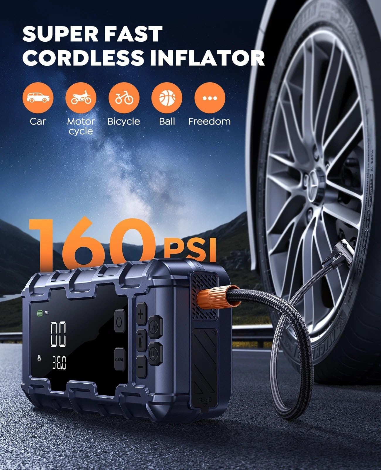 Motorino Di Avviamento 6000A Auto Salto di Avviamento PD45W Accumulatori E Caricabatterie Riserva 26800mAh 160PSI Pompa Aria Batteria Emergenza Booster Dispositivo
