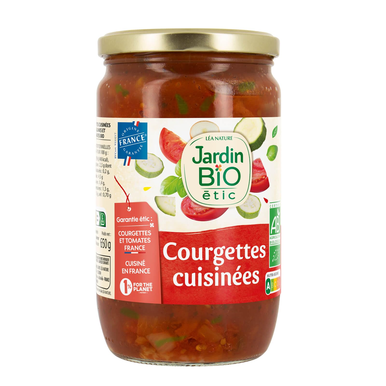 Jardin BiO étic Courgettes cuisinées 650g