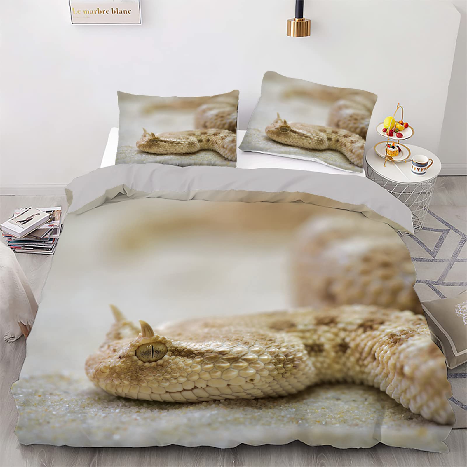 Parure de lit 90x190 serpent blanc confortable avec fermeture éclair Vertbaudet