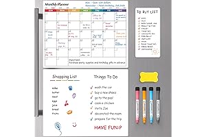 3-Pack Magnetic Dry Erase Board for Refrigerator - Kitchen Planner Board Set...