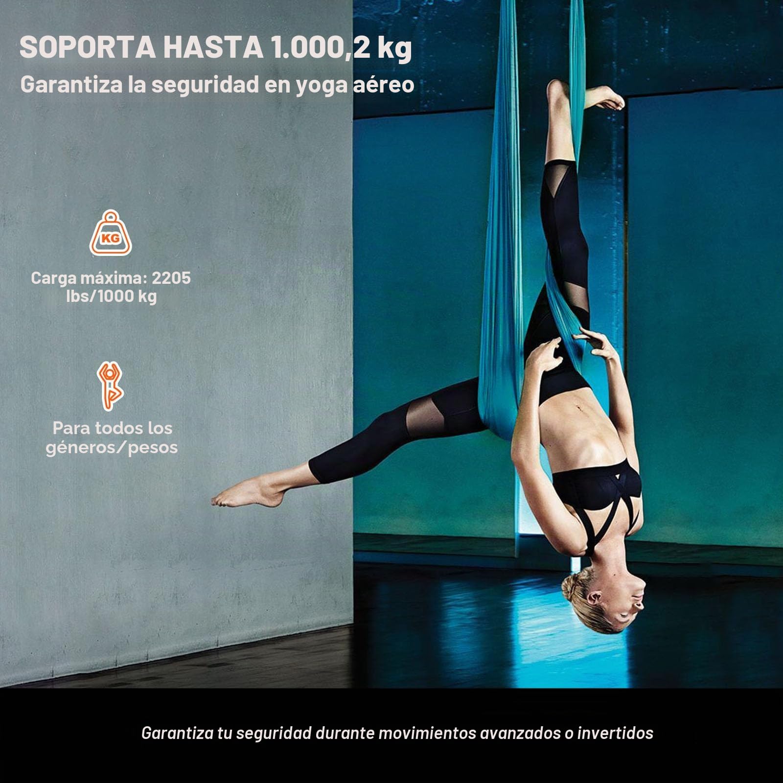 VEVOR Columpio aéreo de seda y yoga, kit de hamaca de yoga aérea con tela de nailon de 100 g/m², hardware de aparejo completo y guía de fácil instalación, vuelo antigravedad para todos los niveles