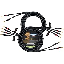 WORLDS BEST CABLES 25 Foot - Canare 4S11 Audiophile Grade - HiFi Star-Quad Bi-Wire Speaker Cable Pair with Eminence Gold Banana Connectors