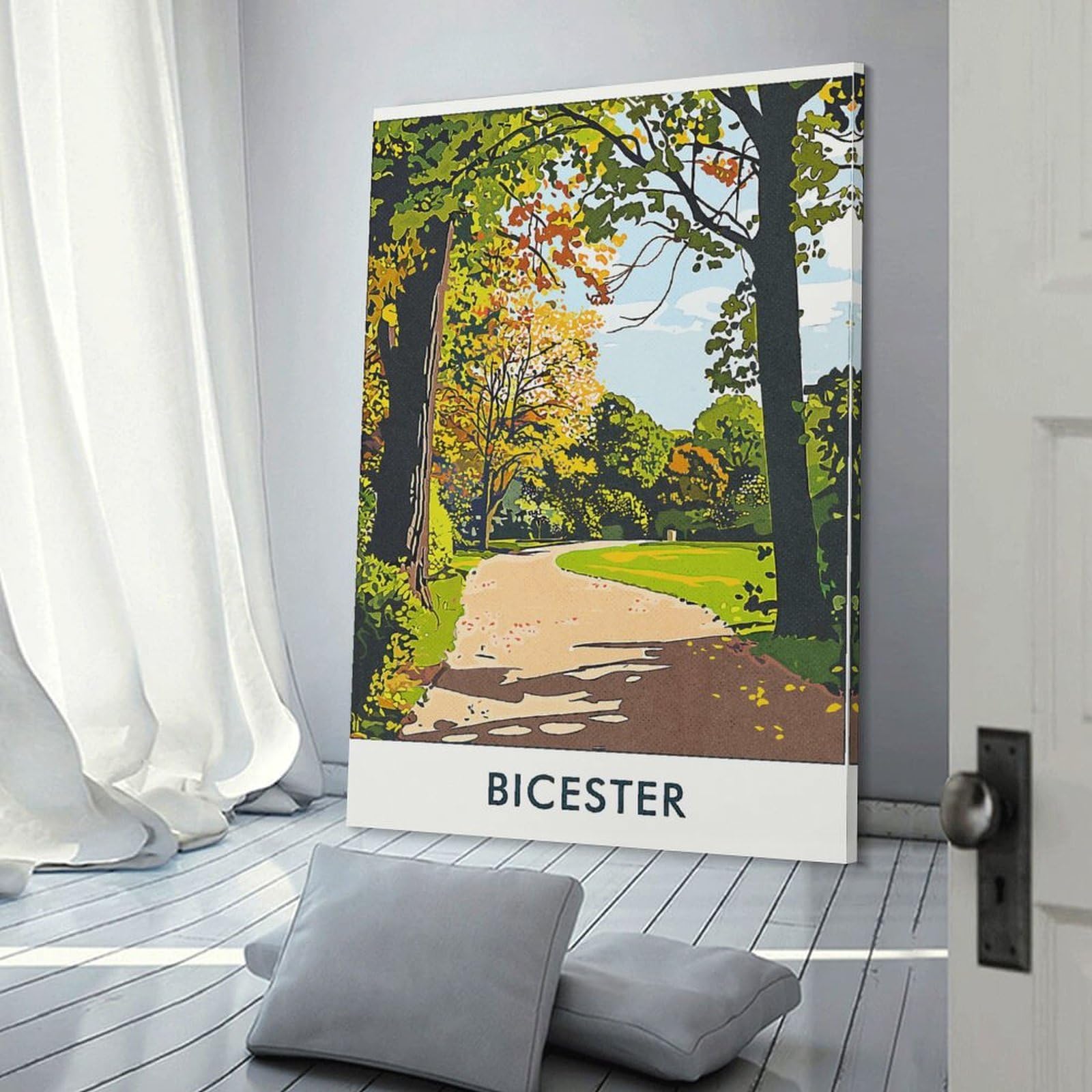 Junmoney Bicester Park Path Canvas Wall Art, 16x24inch(40x60cm), for Bedroom Decor, Cosy Corners Or Studios, Stylish Decor for A Restful Room Update