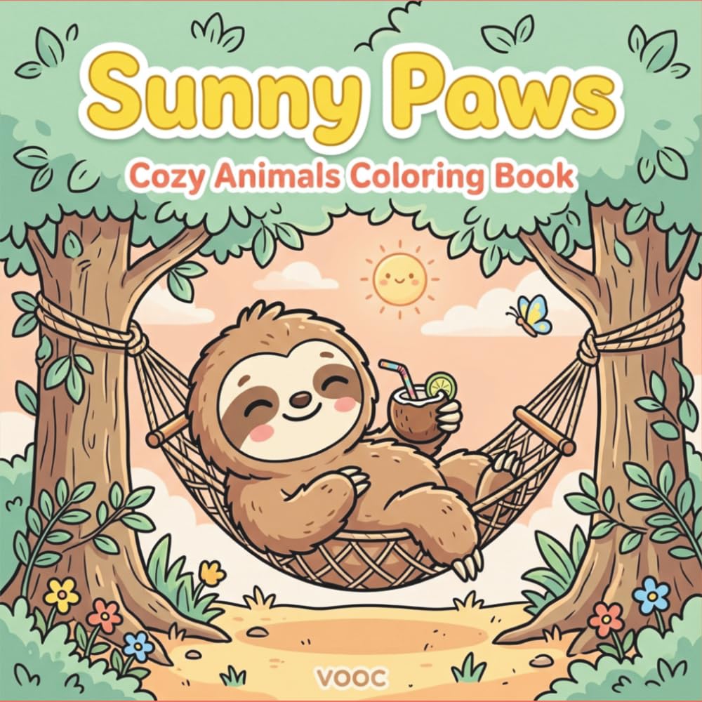 Sunny Paws: Cozy Animals Coloring Book for Adults and Teens, Cute Relaxing Summer Scenes for Stress Relief and Mindfulness (Pawsitively Naughty - Funny and Cute Coloring)