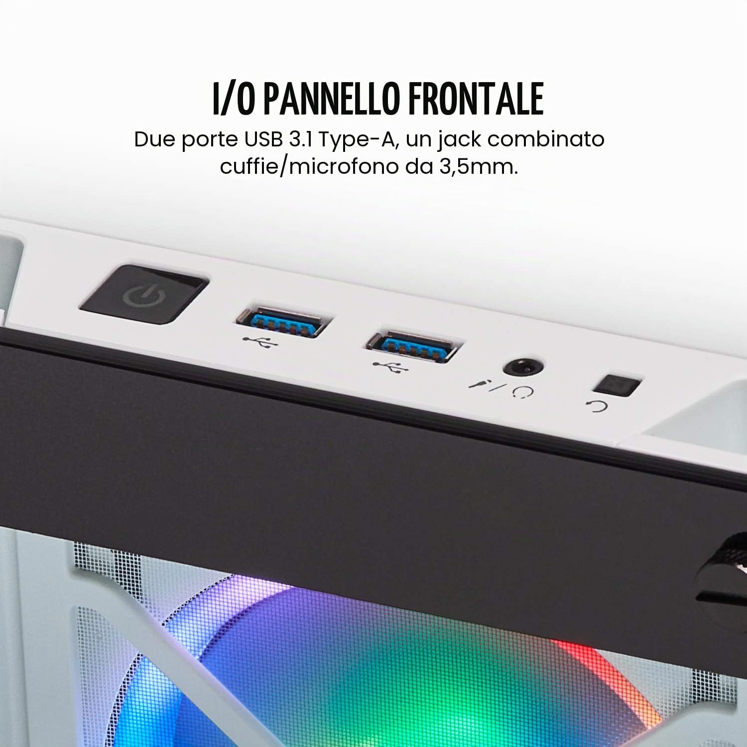 Corsair iCUE 465X RGB Vetro Temprato Smart Case Mid-Tower ATX, Pannelli Laterali e Anteriore in Vetro Temprato, Tre Ventole LL120 RGB Incluse, Opzioni Versatili di Raffreddamento, Bianco