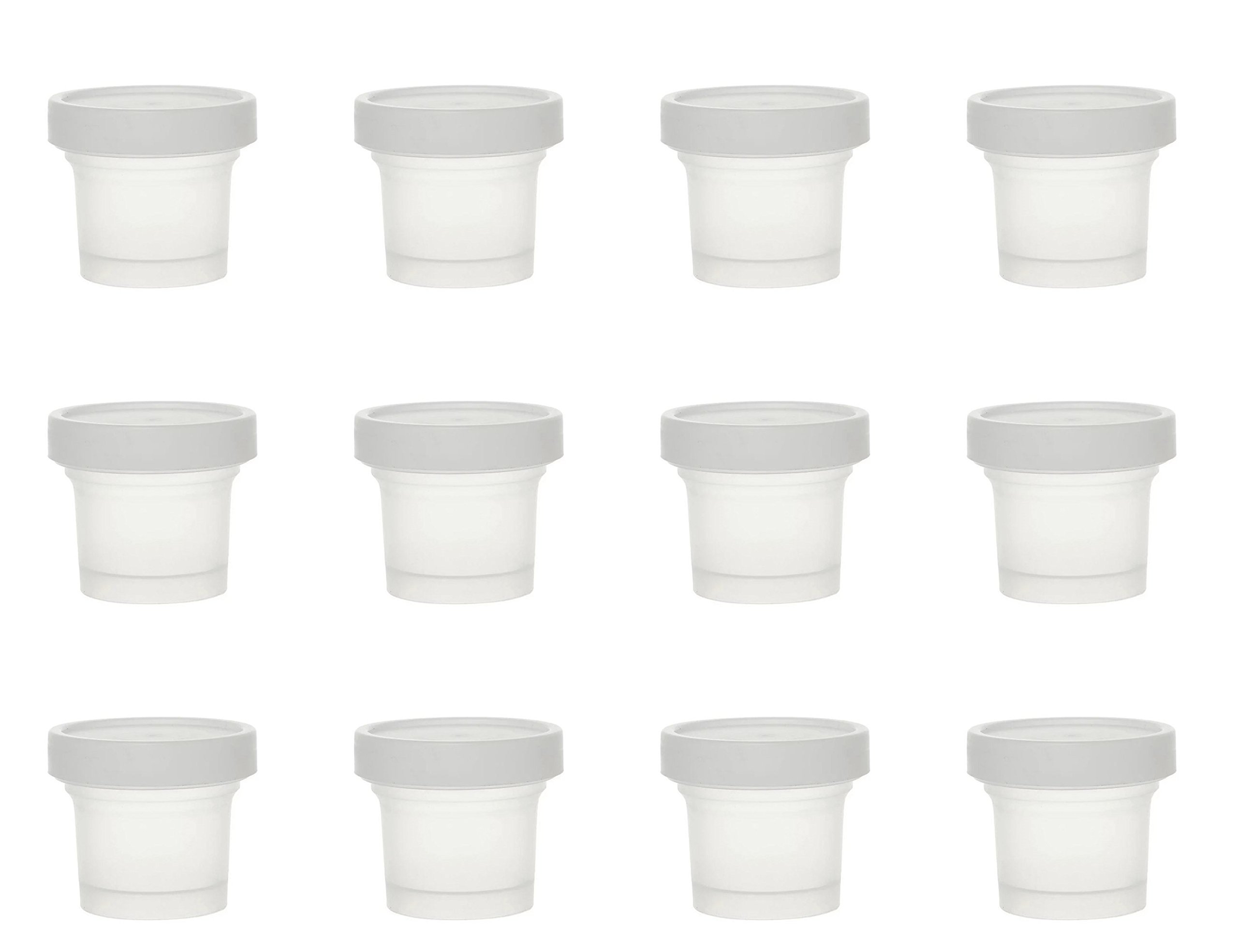 XICHEN 3.38 oz Thick PP plastic Jars with Lid - Yogurt Container - ice cream/Mousse cake/Dessert pudding, Spices, 1 Set (12 Jars+12 plastic spoons)