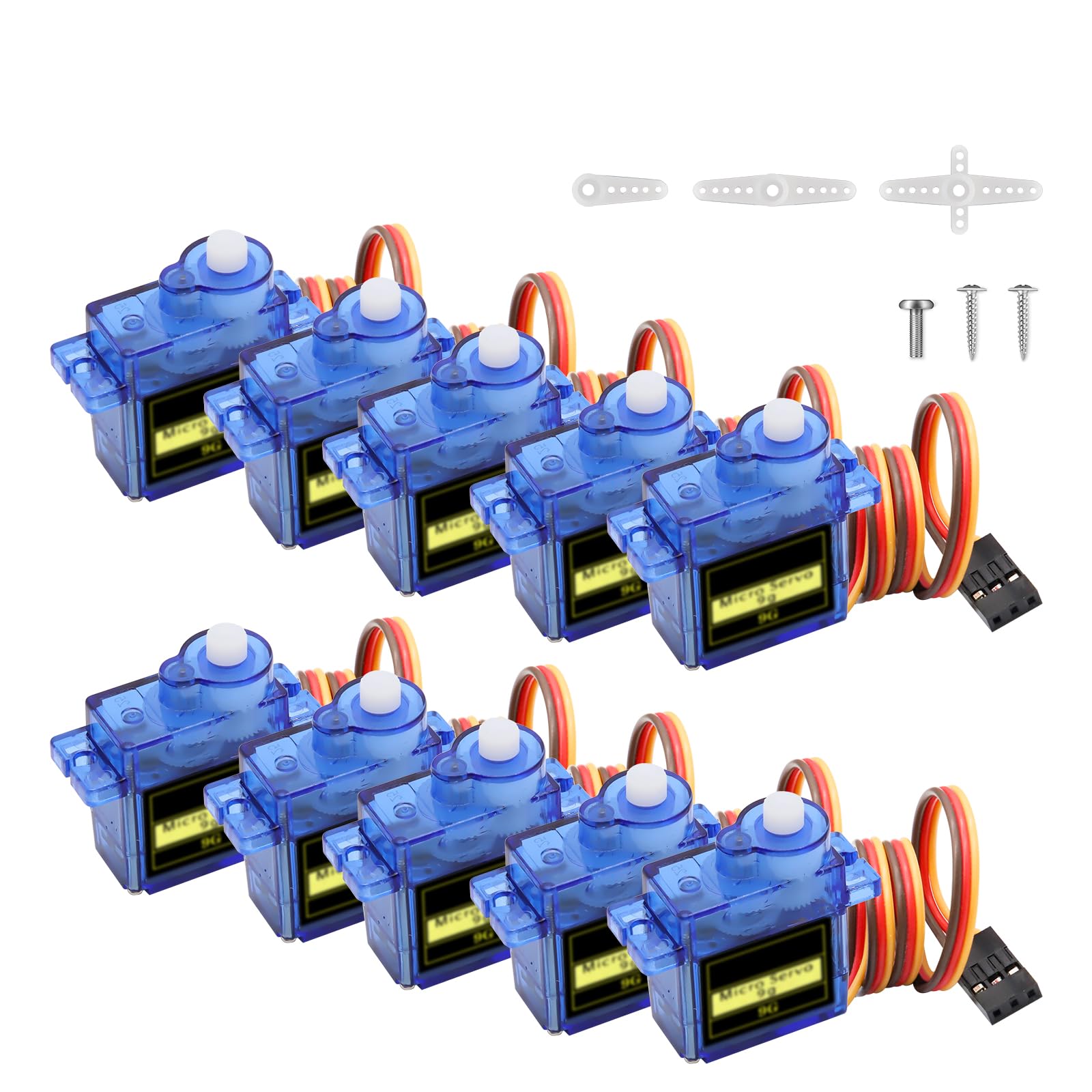 Binghe Kit de 10 Piezas 9G Micro Servomotor Servo Motor Mini para RC Robot Helic