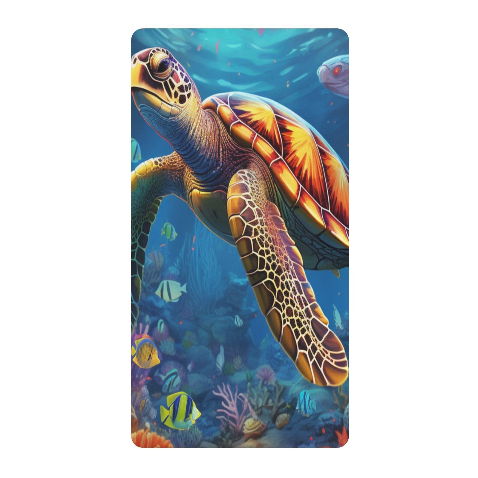 Peces Azules Tortugas Marinas De Colores Sábana de Cuna para Niños Pequeños,Sábanas de Algodón Suave para Bebés Aptas para Colchón Corralito